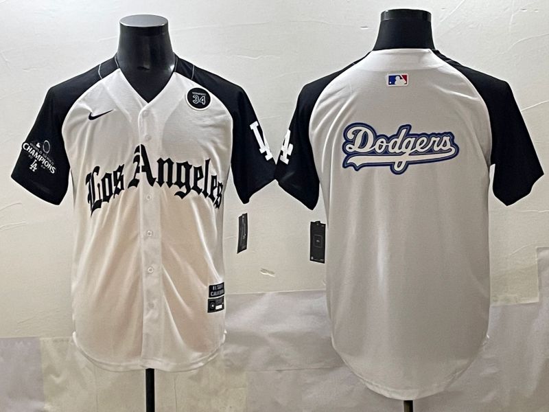 Men 2025 Los Angeles Dodgers Blank White black Five generations Joint Name Nike MLB Jersey style 52617->los angeles dodgers->MLB Jersey
